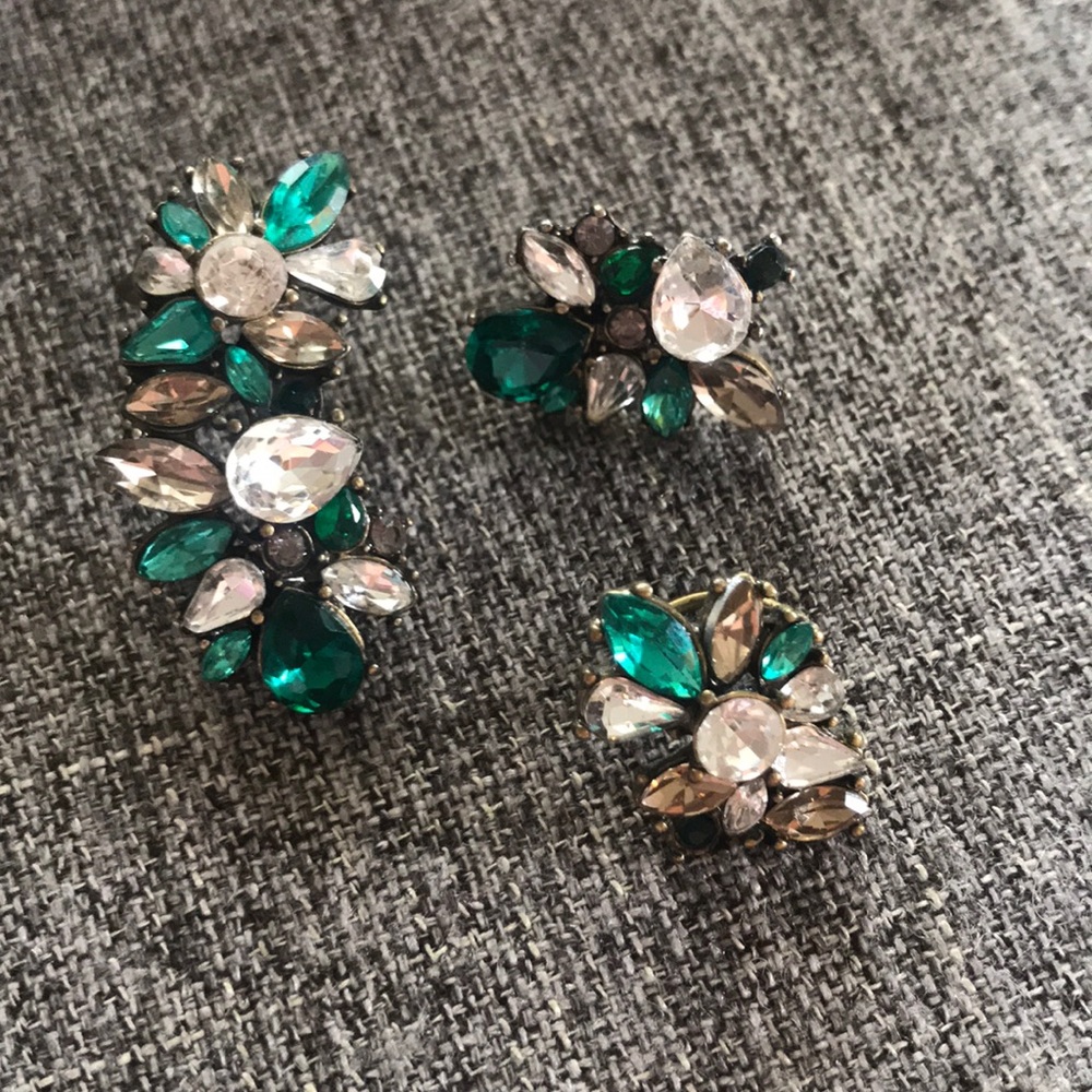 Baublebar Green & White Jeweled Statement cuff set